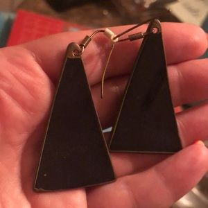 Black triangle hook earrings